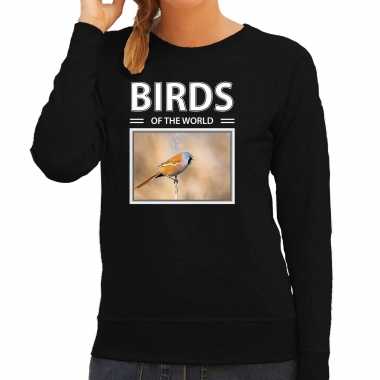 Baardmannetjes vogel sweater / trui dieren foto birds of the world zwart dames beeldje kopen