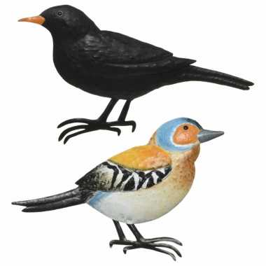 Decoratie vogels/muurvogels vink merel tuin beeldje kopen