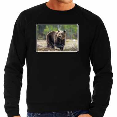 Dieren sweater / trui beren foto zwart heren beeldje kopen
