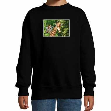 Dieren sweater / trui giraffen foto zwart kinderen beeldje kopen