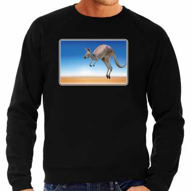 Dieren sweater / trui kangoeroes foto zwart heren beeldje kopen