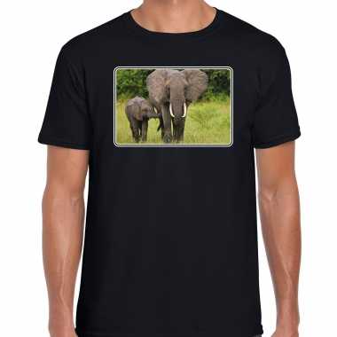 Dieren t shirt olifanten foto zwart heren beeldje kopen