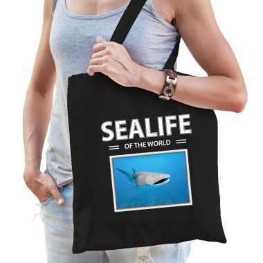 Haaien tasje zwart volwassenen kinderen sealife of the world kado boodschappen tas beeldje kopen