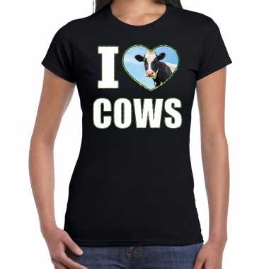 I love cows t shirt dieren foto een koe zwart dames beeldje kopen