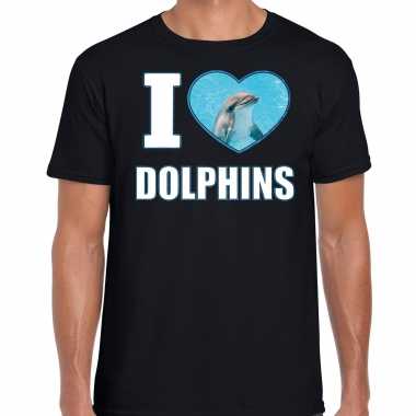 I love dolphins t shirt dieren foto een dolfijn zwart heren beeldje kopen