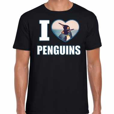 I love penguins t shirt dieren foto een pinguin zwart heren beeldje kopen