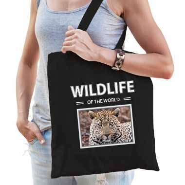 Jaguar tasje zwart volwassenen kinderen wildlife of the world kado boodschappen tas beeldje kopen
