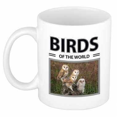 Kerkuilen mok dieren foto birds of the world beeldje kopen