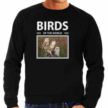 Kerkuilen sweater / trui dieren foto birds of the world zwart heren beeldje kopen