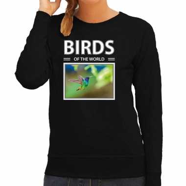 Kolibries vogel sweater / trui dieren foto birds of the world zwart dames beeldje kopen