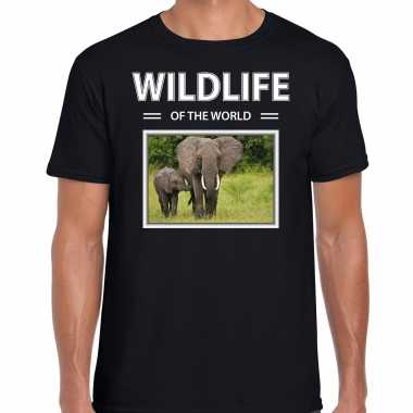 Olifant t shirt dieren foto wildlife of the world zwart heren beeldje kopen