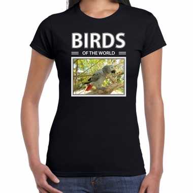Papegaaien t shirt dieren foto birds of the world zwart dames beeldje kopen