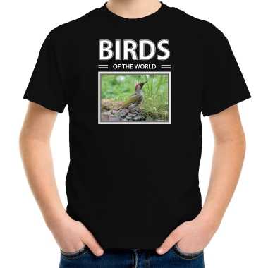 Spechten vogel t shirt dieren foto birds of the world zwart kinderen beeldje kopen