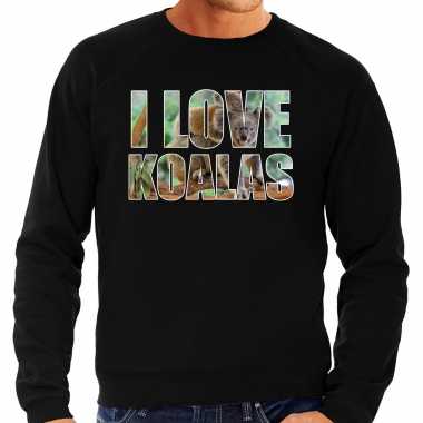 Tekst sweater i love koalas dieren foto een koala zwart heren beeldje kopen