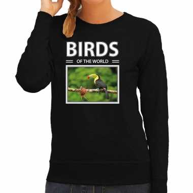 Toekans vogel sweater / trui dieren foto birds of the world zwart dames beeldje kopen