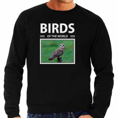 Velduilen sweater / trui dieren foto birds of the world zwart heren beeldje kopen