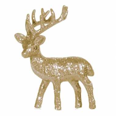 X kerstdecoratie goud glitter rendieren decoraties beeldje kopen
