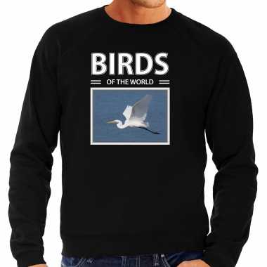 Zilvereigers vogel sweater / trui dieren foto birds of the world zwart heren beeldje kopen