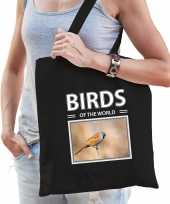 Baardmannetje vogel tasje zwart volwassenen kinderen birds of the world kado boodschappen tas beeldje kopen