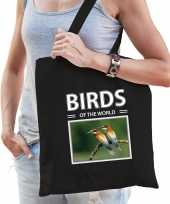 Bijeneter vogel tasje zwart volwassenen kinderen birds of the world kado boodschappen tas beeldje kopen