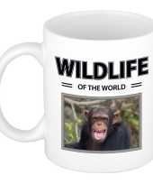 Chimpansee aap mok dieren foto wildlife of the world beeldje kopen