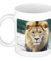 Dieren foto mok leeuw leeuwen beker wit ml beeldje kopen 10257084