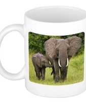 Dieren foto mok olifant olifanten beker wit ml beeldje kopen