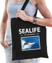 Dolfijnen tasje zwart volwassenen kinderen sealife of the world kado boodschappen tas beeldje kopen