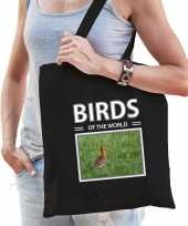 Grutto vogel tasje zwart volwassenen kinderen birds of the world kado boodschappen tas beeldje kopen