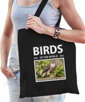 Havik roofvogel tasje zwart volwassenen kinderen birds of the world kado boodschappen tas beeldje kopen
