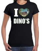 I love dino s t-shirt dieren foto een t rex dinosaurus zwart dames beeldje kopen