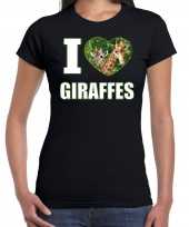 I love giraffes t-shirt dieren foto een giraf zwart dames beeldje kopen