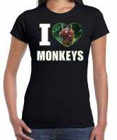 I love monkeys t-shirt dieren foto een orang oetan aap zwart dames beeldje kopen