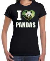I love pandas t-shirt dieren foto een panda zwart dames beeldje kopen