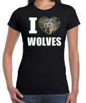 I love wolves t-shirt dieren foto een wolf zwart dames beeldje kopen