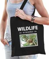 Luiaard tasje zwart volwassenen kinderen wildlife of the world kado boodschappen tas beeldje kopen