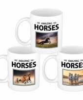 Set stuks paarden thema drink mokken dieren foto print amazing horses beeldje kopen