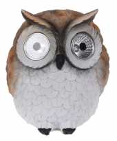 Solar led lamp tuinbeeldje uil bruin kopen