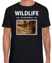 Stokstaartje t-shirt dieren foto wildlife of the world zwart heren beeldje kopen