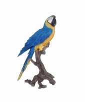 Tropische vogel beeld blauwe papegaai beeldje kopen