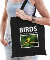 Wielewaal vogel tasje zwart volwassenen kinderen birds of the world kado boodschappen tas beeldje kopen