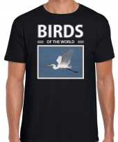 Zilvereigers t-shirt dieren foto birds of the world zwart heren beeldje kopen
